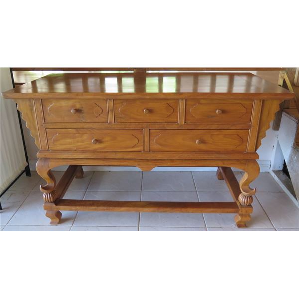 Wooden Entry Table w/ 5 Drawers 55"x27"x32"H