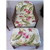 Image 2 : Qty 2 Bamboo Chairs w/  Matching Ottomans & Floral Seat & Back Cushions
