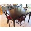 Image 10 : Wooden Table 54"x36" with Leaf & 4 Chairs w/ Upholstered Seat
