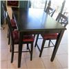 Image 1 : Wooden Table 54"x36" with Leaf & 4 Chairs w/ Upholstered Seat