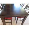 Image 2 : Wooden Table 54"x36" with Leaf & 4 Chairs w/ Upholstered Seat