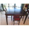 Image 9 : Wooden Table 54"x36" with Leaf & 4 Chairs w/ Upholstered Seat