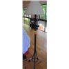 Image 1 : Wrought Iron Lamp w/ Metal Accents & White Shade 65"H