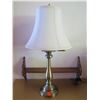 Image 2 : Qty 2 Table Lamps w/ Metal Pedestal Base & White Shades 26"H