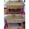 Image 1 : Qty 2 Wood Night Stands w/ Woven Design Drawers
