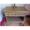Image 3 : Qty 2 Wood Night Stands w/ Woven Design Drawers