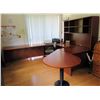 Image 1 : Wooden Office Sectional Desk Set w/ Hutch, Leaf & Chair (Contents Not Included)