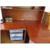 Image 8 : Wooden Office Sectional Desk Set w/ Hutch, Leaf & Chair (Contents Not Included)