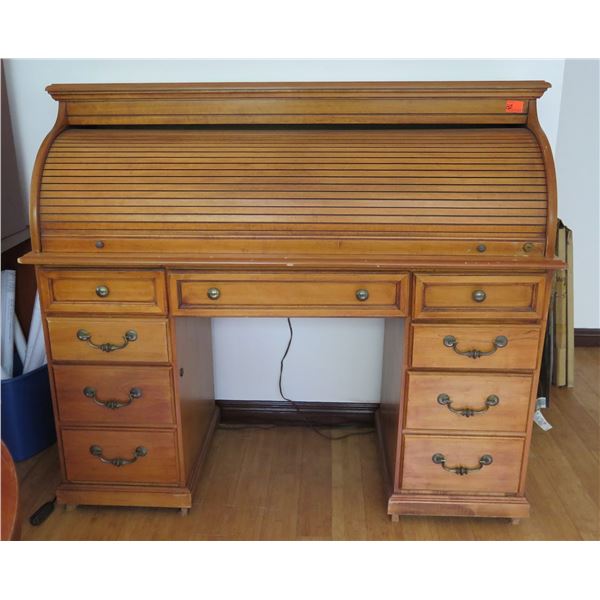 Vintage Secretary Desk w/ Roll Top & Inside Organizer 50"x46"H
