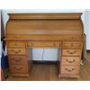 Image 1 : Vintage Secretary Desk w/ Roll Top & Inside Organizer 50"x46"H
