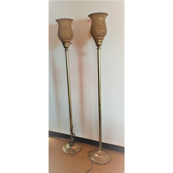 Qty 2 Lantern Style Floor Lamps 70"H
