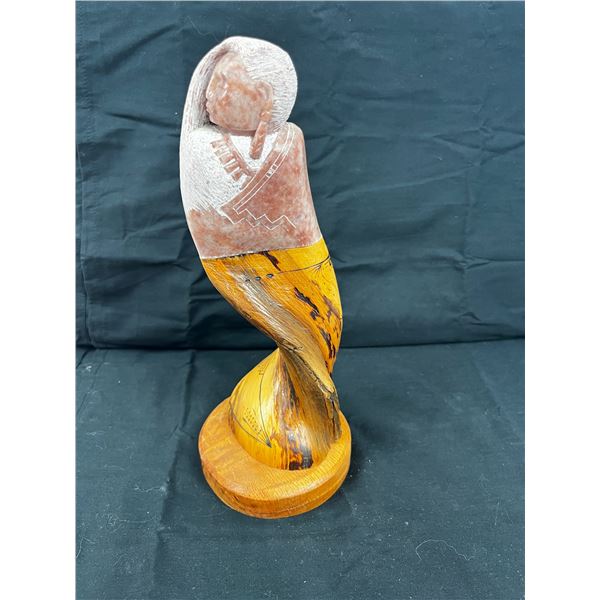 Carved Wood and Soapstone Sculpture