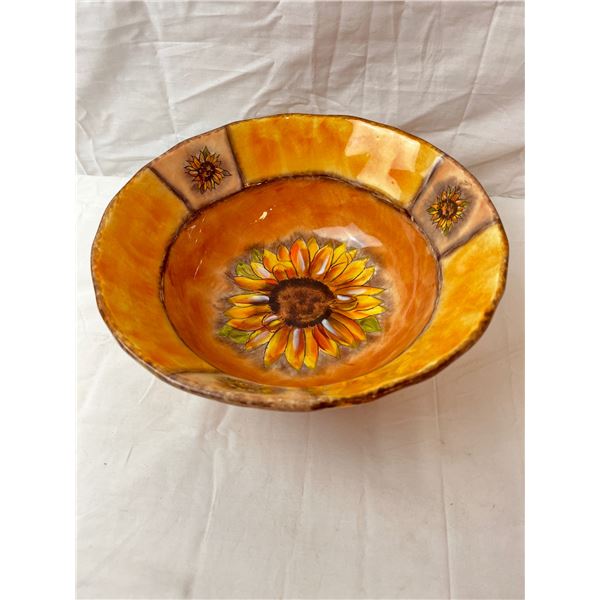 StoneLite Clay Art Hand Painted Tuscan Sunflower Bowl