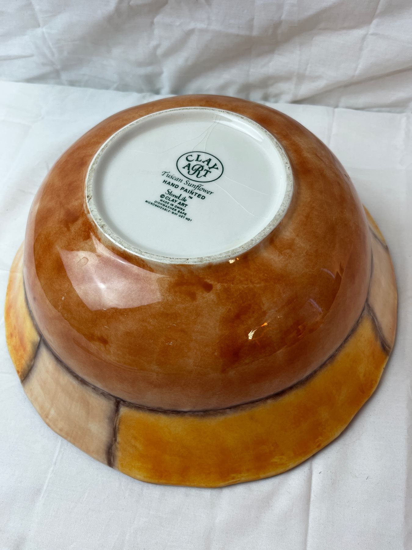 StoneLite Clay Art Hand Painted Tuscan Sunflower Bowl