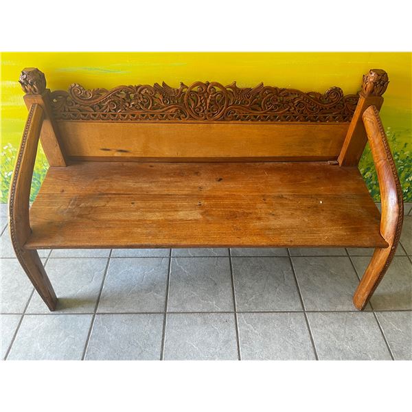 Carved Wooden Bench