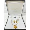 Image 1 : Fifth Avenue Collection "Sparkling Maple" Set - Swarovski Crystal Necklace and Earrings - 14kt post