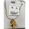 Image 3 : Fifth Avenue Collection "Sparkling Maple" Set - Swarovski Crystal Necklace and Earrings - 14kt post