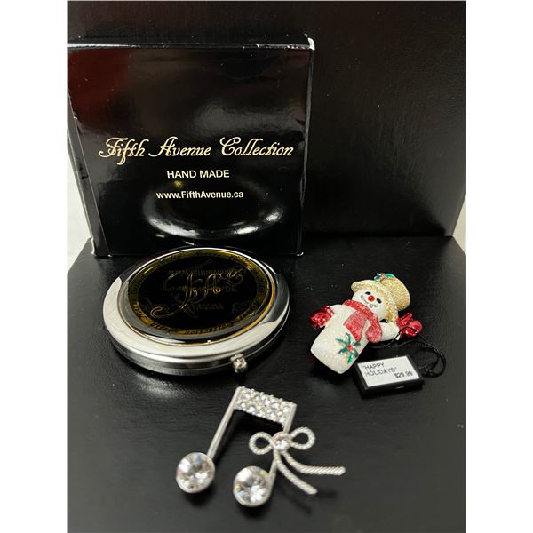 Fifth Avenue Collection Broaches and Compact Mirror