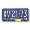 Image 1 : 1972 ALBERTA LICENSE PLATE