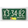 Image 1 : 1971 ALBERTA LICENSE PLATE