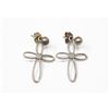 PAIR SILVER HOOP CROSS EARRINGS