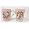 Image 1 : PAIR 1950S ROCK AND ROLL THEME MUGS PINK