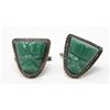 Image 1 : ANTIQUE STERLING SILVER CUFFLINKS GREEN STONE