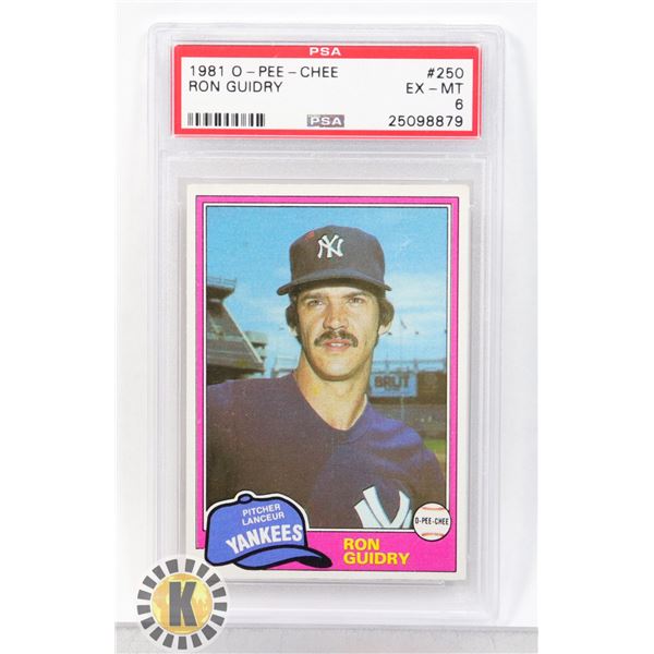 1981 O - PEE - CHEE RON GUIDRY PSA GRADED 6 CARD