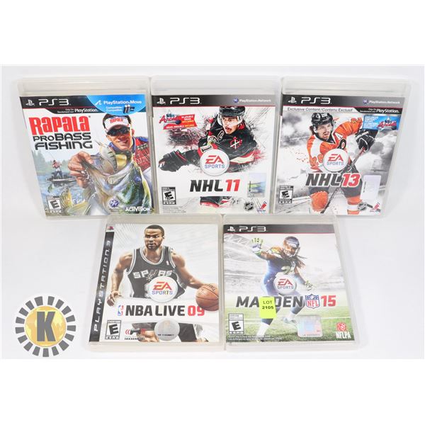 LOT OF 5 SPORTS THEMED PS3 GAMES