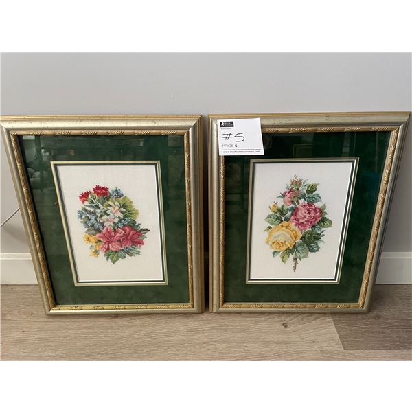 2 Floral Needlepoints