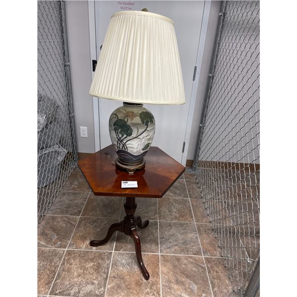 Hexagonal Table with Decorative Lamp