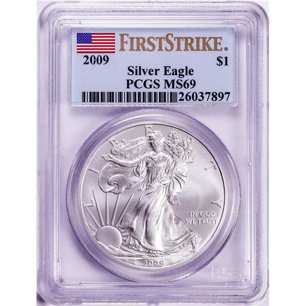 2009 $1 American Silver Eagle Coin PCGS MS69 First Strike