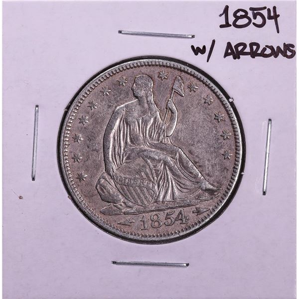 1854 w/Arrows Seated Liberty Half Dollar Coin