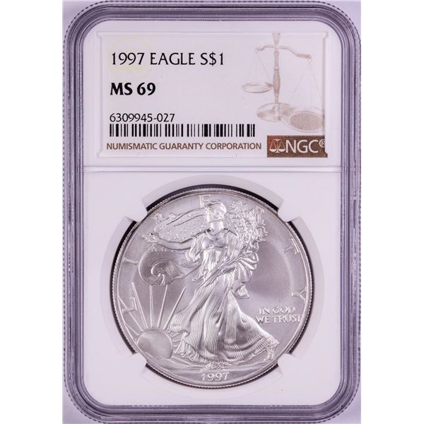 1997 $1 American Silver Eagle Coin NGC MS69