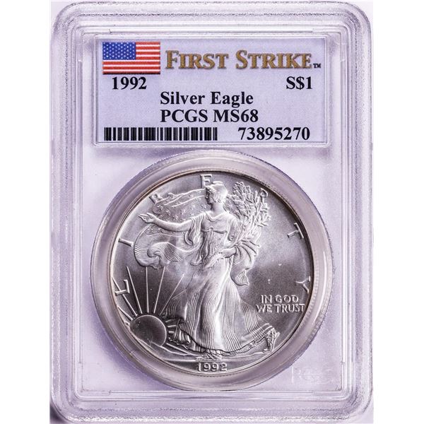 1992 $1 American Silver Eagle Coin PCGS MS68 First Strike