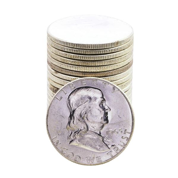 Roll of (20) Brilliant Uncirculated 1963 Franklin Half Dollar Coins