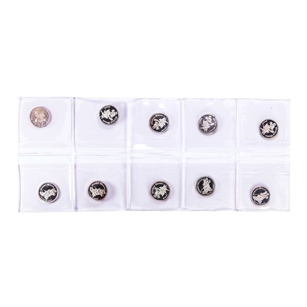 Lot of (10) Disney Mickey & Minnie Mouse 1/20 oz. .999 Fine Silver Coin Rounds