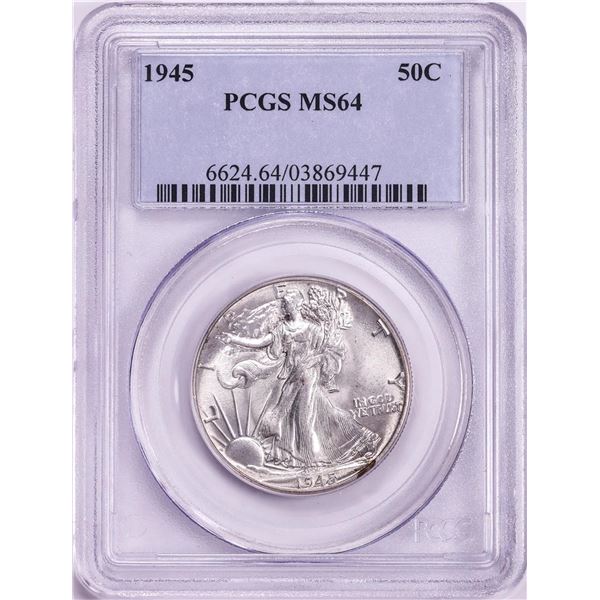 1945 Walking Liberty Half Dollar Coin PCGS MS64