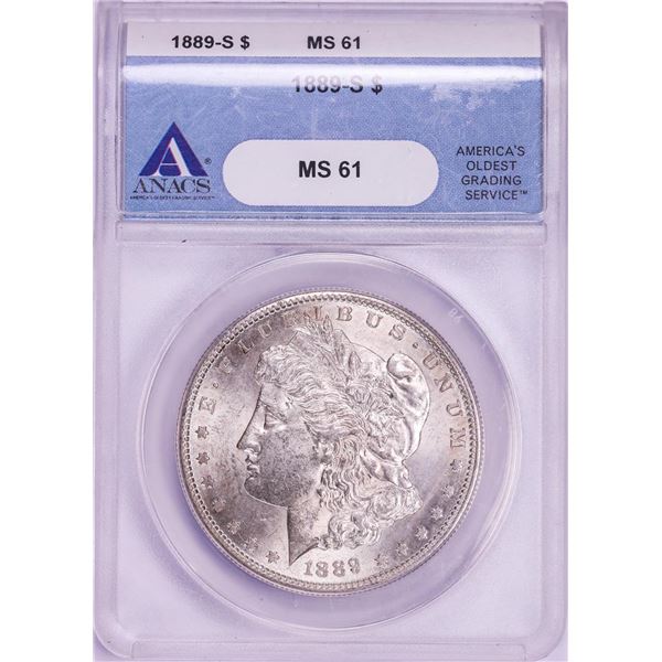 1889-S $1 Morgan Silver Dollar Coin ANACS MS61