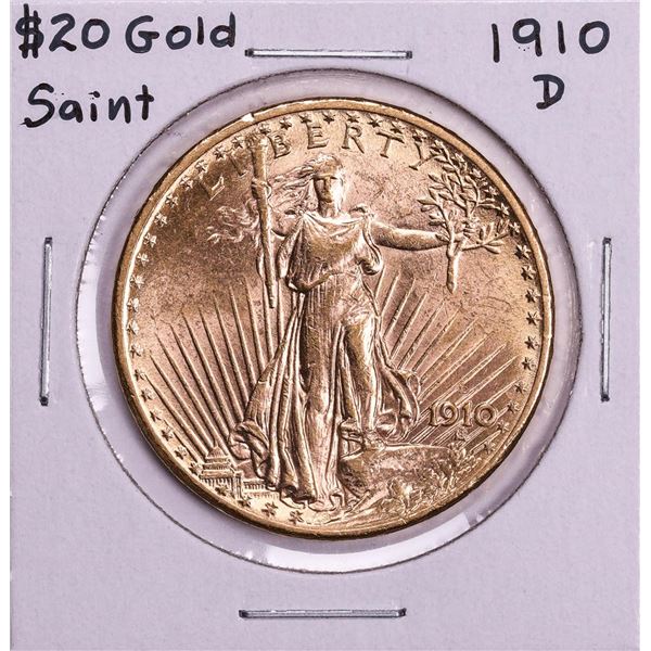 1910-D $20 St. Gaudens Double Eagle Gold Coin