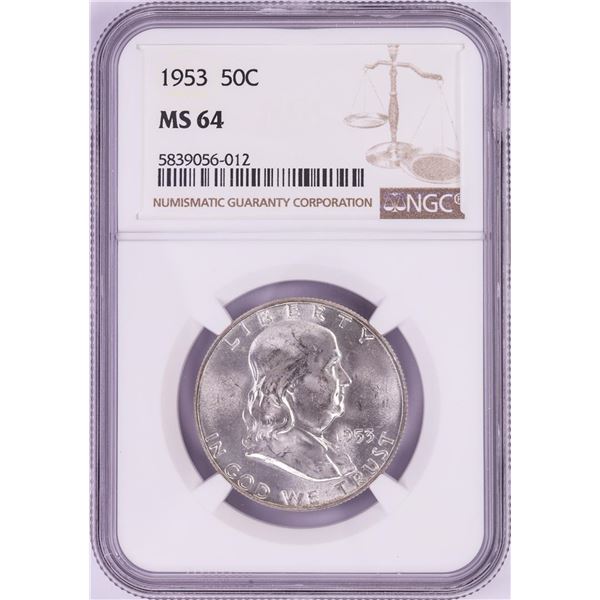 1953 Franklin Half Dollar Coin NGC MS64