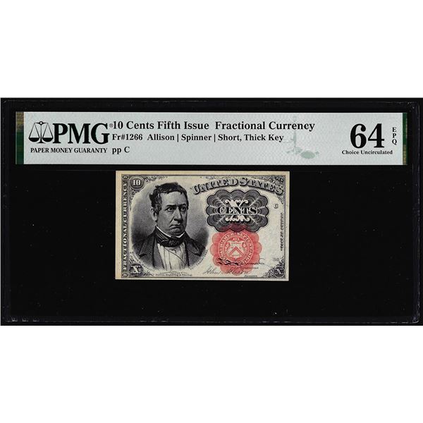 1874 Fifth Issue Ten Cents Fractional Currency Note Fr.1266 PMG Choice Unc. 64EPQ