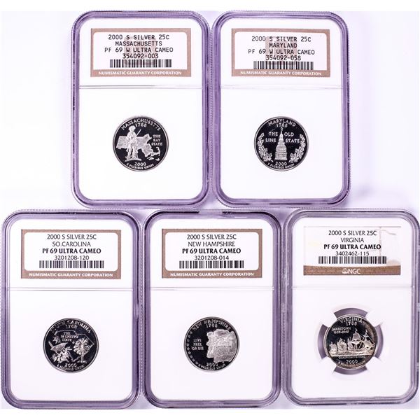 2000-S Silver Proof State Quarter (5) Coin Set NGC PF69 Ultra Cameo
