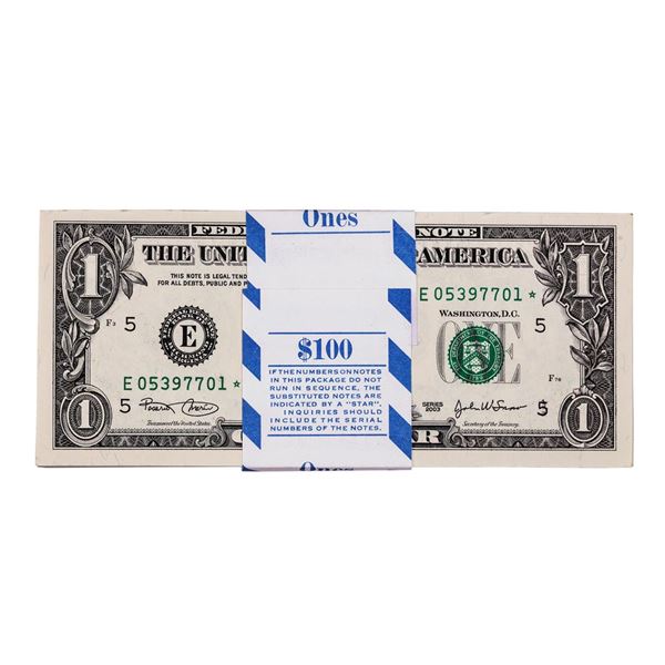 Pack of (100) Consecutive 2003 $1 Federal Reserve STAR Notes Richmond