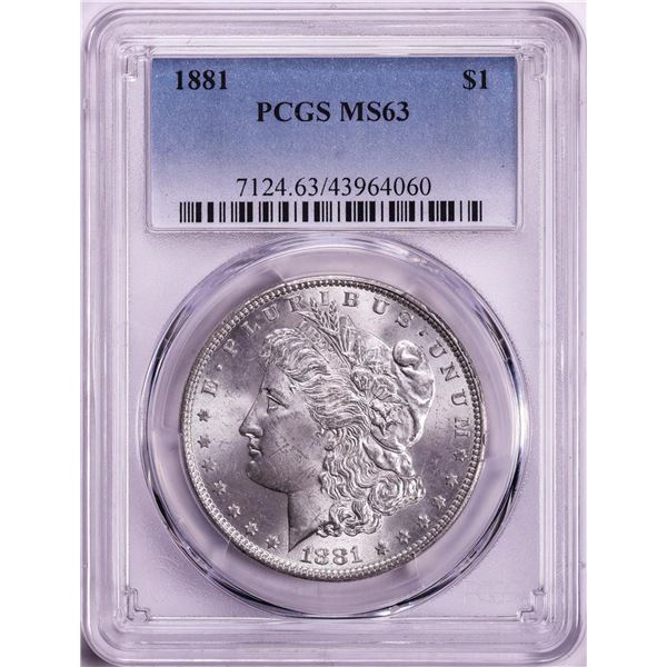 1881 $1 Morgan Silver Dollar Coin PCGS MS63