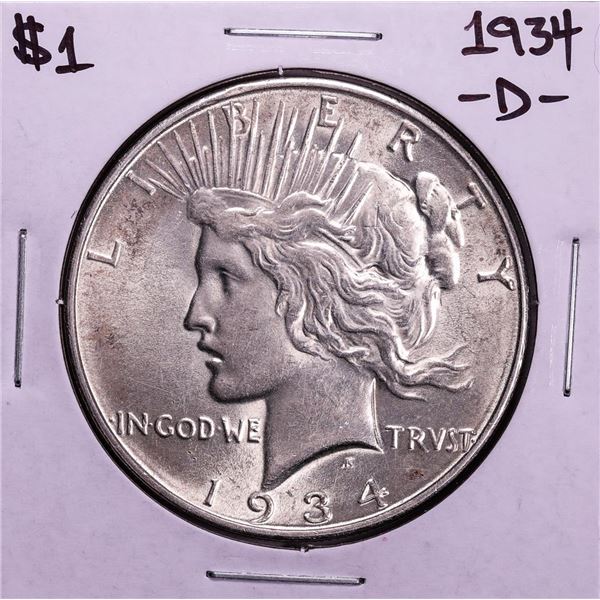 1934-D $1 Peace Silver Dollar Coin