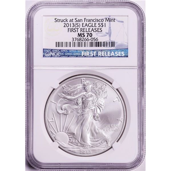 2013(S) $1 American Silver Eagle Coin NGC MS70 Early Releases