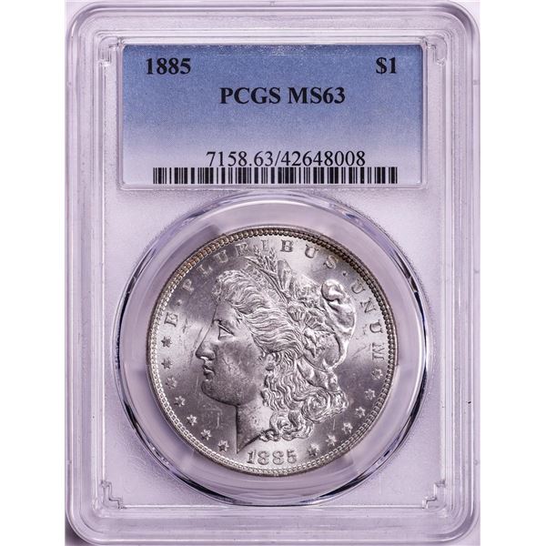 1885 $1 Morgan Silver Dollar Coin PCGS MS63