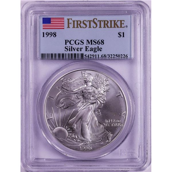 1998 $1 American Silver Eagle Coin PCGS MS68 First Strike
