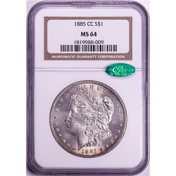 1885-CC $1 Morgan Silver Dollar Coin NGC MS64 CAC